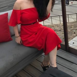 ZARA Off the Shoulder Red Dress